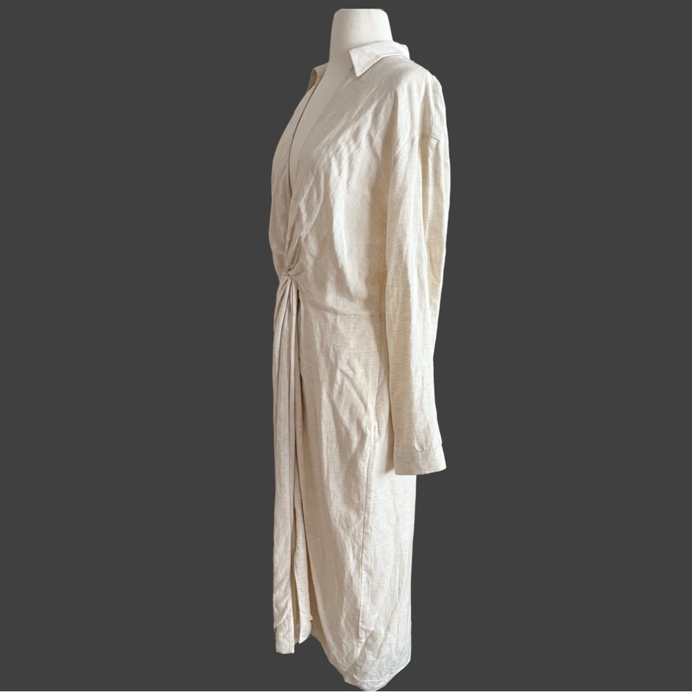 Anthropologie V-Neck Knot Front Midi Dress ⚜️Ivory⚜️ Size 12 - Picture 12 of 16